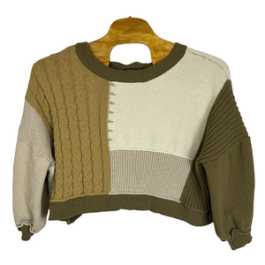 POL Tan, Green and Cream Color‎ Block Sweater Size Small
